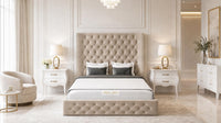 Naples Beige - Claridge Chesterfield Luxury Deep-Button Ottoman Storage Bed