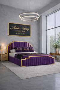 Naples Purple - Imperial Elan Luxury Art Deco Upholstered Bed Frame