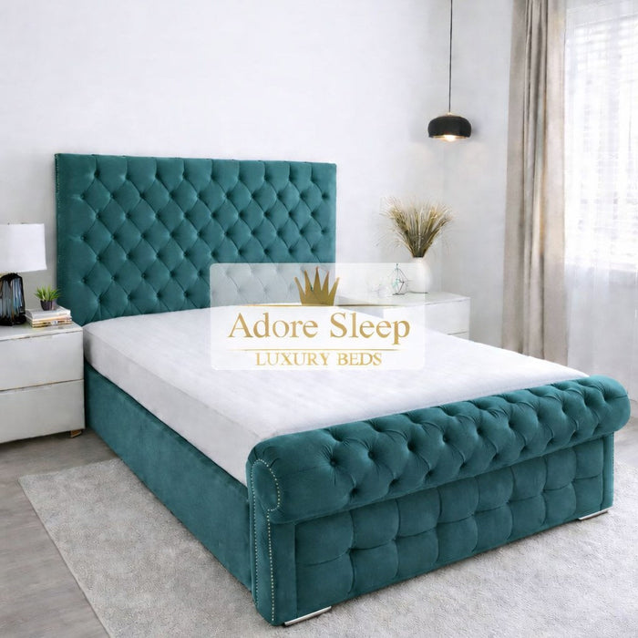 Plush Velvet Teal - Kensington Royale Luxury Chesterfield Upholstered Bed Frame