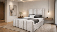 Crushed Velvet White - Valentina Linear Luxury Upholstered Bed Frame