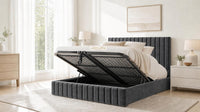Naples Charcoal - Carlton Channel Luxury Ottoman Storage Bed