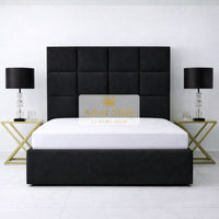 Naples Black - Kensington Royale Luxury Ottoman Divan Storage Bed Frame – Premium Panelled Headboard