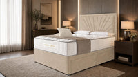 Naples Sand - Aurelia Luxury Sunburst Divan Bed – Designer Upholstered Bed Frame