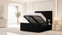 Plush Velvet Black - Riviera Fan Luxury Sculpted Ottoman Storage Bed