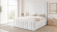 Crushed Velvet White - Knightsbridge Imperial Luxury Panelled Ottoman Storage Bed