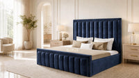 Plush Velvet Sapphire - Buckingham Tailored Luxury Panelled Ottoman Storage Bed