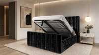 Crushed Velvet Black - Kensington Fluted Luxury Ottoman Storage Bed
