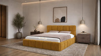 Plush Velvet Mustard Gold - Aurelius Cloud Luxury Upholstered Ottoman Storage Bed