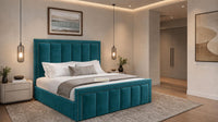 Plush Velvet Teal - Belgravia Regent Luxury Panelled Ottoman Storage Bed