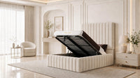 Naples Cream - Dorchester Wraparound Luxury Channelled Ottoman Storage Bed