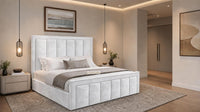 Crushed Velvet White - Belgravia Regent Luxury Panelled Ottoman Storage Bed