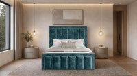 Crushed Velvet Teal - Belgravia Regent Luxury Panelled Ottoman Storage Bed