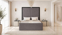 Naples Slate Grey - Gatsby Sunray Luxury Art Deco Upholstered Bed Frame