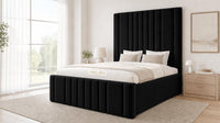 Plush Velvet Black - Knightsbridge Imperial Luxury Panelled Ottoman Storage Bed