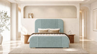 Plush Velvet Duck Egg - Beaumont Arc Luxury Ribbed Ottoman Storage Bed