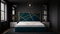 Crushed Velvet Teal - Knightsbridge Regal Mosaic Luxury Panel Bed Frame with Gold Strip – Upholstered