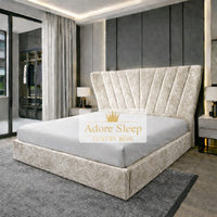 Crushed Velvet Cream - Aurelia Fancrest Luxury Upholstered Bed