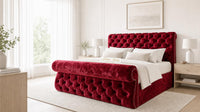 Crushed Velvet Red - Windsor Chesterfield Luxury Scroll Bed Frame