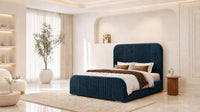 Plush Velvet Sapphire - Beaumont Arc Luxury Ribbed Ottoman Storage Bed