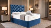 Naples Blue - Regency Diamond Luxury Divan Bed – Deep Button-Tufted Headboard with Premium Upholstered Frame & Storage