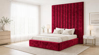 Crushed Velvet Red - Grosvenor Grand Channel Luxury Ottoman Storage Bed