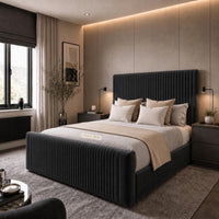 Naples Black - Mayfair Flute Luxury Ribbed Upholstered Bed Frame