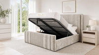 Crushed Velvet Champagne - Savoy Ribbed Luxury Ottoman Storage Bed