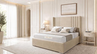 Naples Sand - Harrogate Gallery Luxury Winged Upholstered Bed Frame
