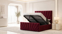 Plush Velvet Maroon - Riviera Fan Luxury Sculpted Ottoman Storage Bed