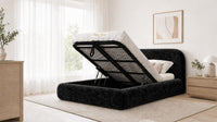 Crushed Velvet Black - Ellington Curve Luxury Upholstered Ottoman Storage Bed