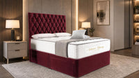 Plush Velvet Maroon - Regency Diamond Luxury Divan Bed – Deep Button-Tufted Headboard with Premium Upholstered Frame & Storage