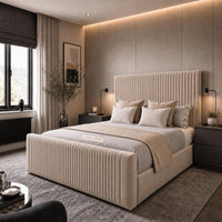 Naples Sand - Mayfair Flute Luxury Ribbed Upholstered Bed Frame