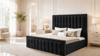 Naples Black - Buckingham Tailored Luxury Panelled Ottoman Storage Bed