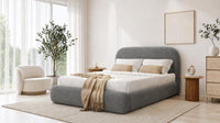 Plush Velvet Grey - Ellington Curve Luxury Upholstered Ottoman Storage Bed