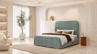 Plush Velvet Duck Egg - Beaumont Arc Luxury Ribbed Ottoman Storage Bed
