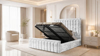 Crushed Velvet White - Buckingham Tailored Luxury Panelled Ottoman Storage Bed