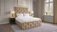 Plush Velvet Beige - Versailles Royale Luxe Upholstered Bed Frame
