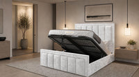 Crushed Velvet White - Belgravia Regent Luxury Panelled Ottoman Storage Bed