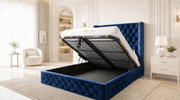 Plush Velvet Sapphire - Claridge Chesterfield Luxury Deep-Button Ottoman Storage Bed