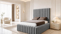 Naples Silver - Dorchester Wraparound Luxury Channelled Ottoman Storage Bed
