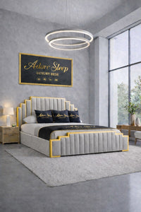 Naples Silver - Imperial Elan Luxury Art Deco Upholstered Bed Frame