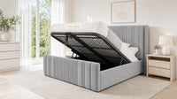 Naples Silver - Savoy Ribbed Luxury Ottoman Storage Bed