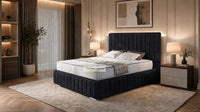 Naples Black - Dorchester Luxury Scalloped Panel Bed – Premium Upholstered Bed Frame with Statement Headboard