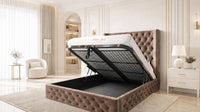 Naples Mink - Claridge Chesterfield Luxury Deep-Button Ottoman Storage Bed