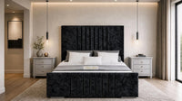 Crushed Velvet Black - Belgravia Luxury Ottoman Storage Bed – Premium Upholstered Gas Lift Bed Frame