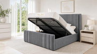Naples Slate Grey - Savoy Ribbed Luxury Ottoman Storage Bed