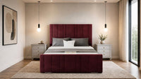 Plush Velvet Maroon - Valentina Linear Luxury Upholstered Bed Frame