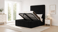 Plush Velvet Black - Knightsbridge Imperial Luxury Panelled Ottoman Storage Bed