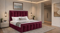 Crushed Velvet Aubergine - Belgravia Regent Luxury Panelled Ottoman Storage Bed