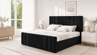Naples Black - Savoy Ribbed Luxury Ottoman Storage Bed